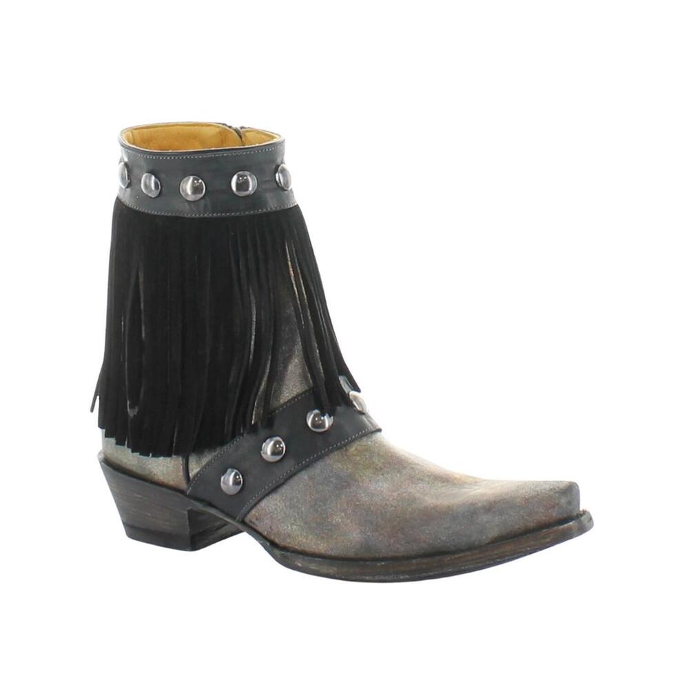 NEW OLD GRINGO women's milan fringes boots in petrol charcoal - Picture 3 of 6